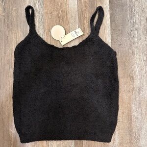 🌼5 for 30🌼 Francesca’s: NWT Black Fuzzy Crop Top. Size XS